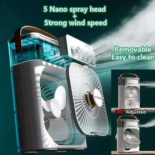 2025 New Portable Fan Air Conditioners USB Electric Fan LED Night Light Water Mist Fun 3 In 1 Air Humidifie For Home - Image 3