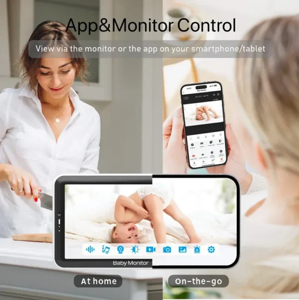 Tuya Smart Wireless Video Baby Monitors 5" 1080P Display Temperature Detection APP View Control Baby Nanny 2-Way Audio Baby Cam - Image 3