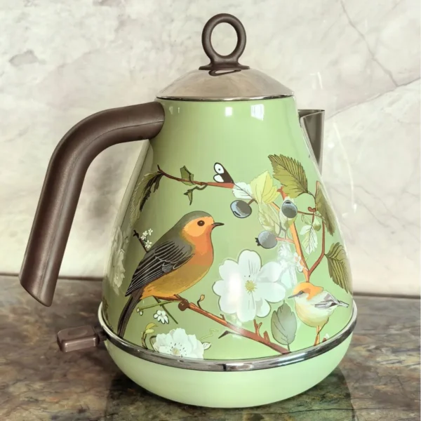 1.7L Retro Green Paint Decal Electrc Kettle Boiling Water with Thermometer Automatic Power Off 304 stainless Steel Teapot 1850W - Image 2