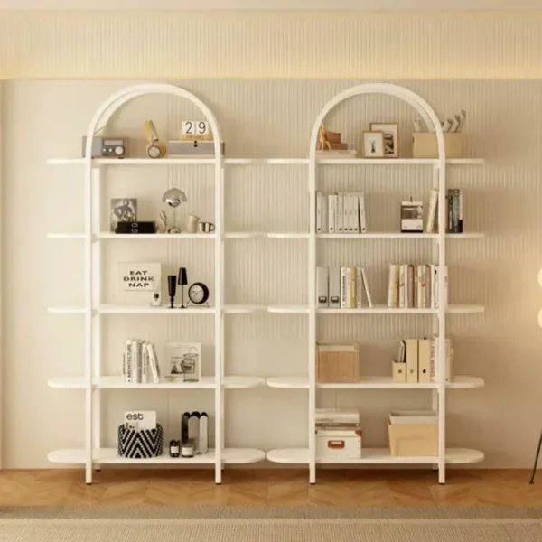 Nordic Bookcases Display Storage Shelves Minimalist Living Room Closet Floor Bookshelf White - Image 3