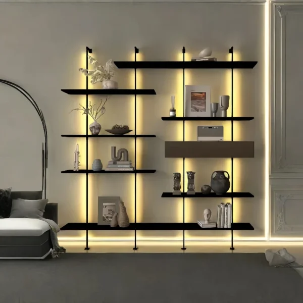 Shelves integrated against the wall, living room display shelves, simple storage shelves, office bookshelves, shelves - Image 5