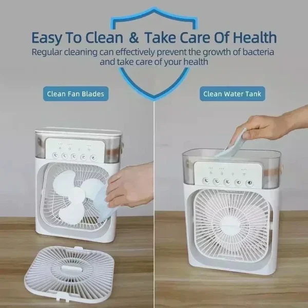 2025 New Portable Fan Air Conditioners USB Electric Fan LED Night Light Water Mist Fun 3 In 1 Air Humidifie For Home - Image 6