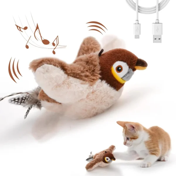 Interactive Flying Bird Cat Toy (with Catnip) Toy Flapping Bird Cat Toy Flying Interactive Flapping Chirping Bird Cat Toy - Image 3