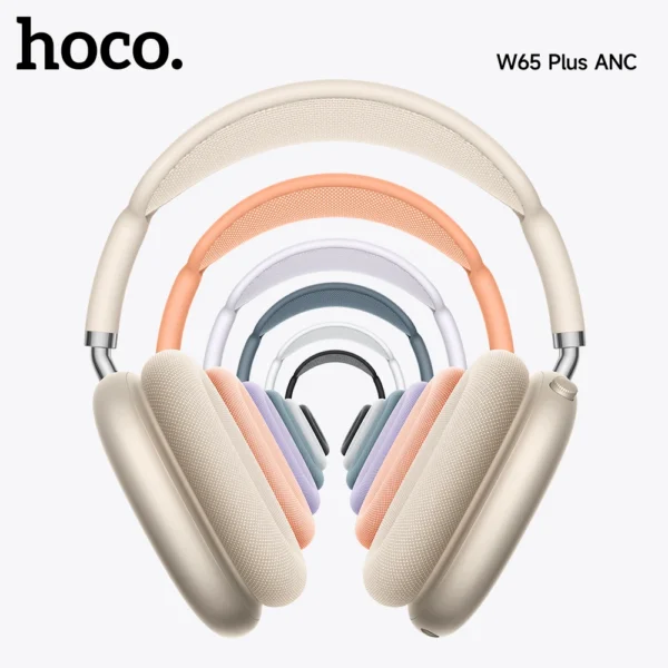 HOCO W65 Plus ANC Noise Reduction Bluetooth Headphones Over The Ear Wireless Big Earphone Hifi Sounds Sport Headsets With Button - Image 2