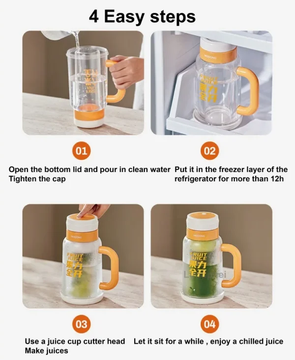 350ml Juice Maker Multifunctional Wireless Crushed Ice Portable Fruit Stirring Juicing Cup Double Glass Juicer USB Rechargeable - Image 6