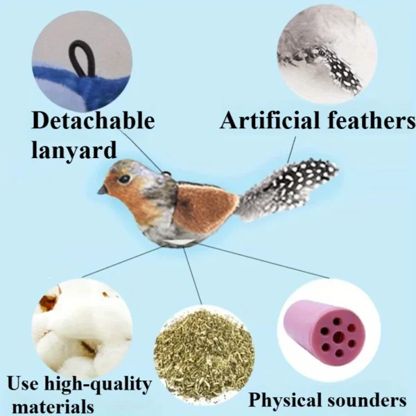 Automatic Chirping Cat Toy - Motion Activated with Catnip & Feathers, Chew-Proof Interactive Pet Game for Indoor Kittens - Image 4