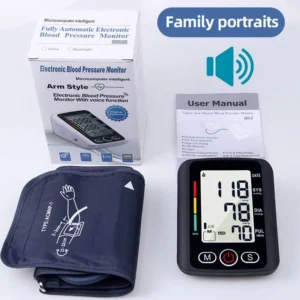 Big Screen Broadcast English Voice Tonometer New LED Black Blood Pressure Monitor BP Monitors Arm Tensiometers Heart Rate Meter