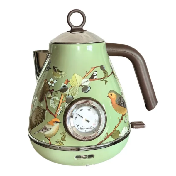 1.7L Retro Green Paint Decal Electrc Kettle Boiling Water with Thermometer Automatic Power Off 304 stainless Steel Teapot 1850W - Image 5