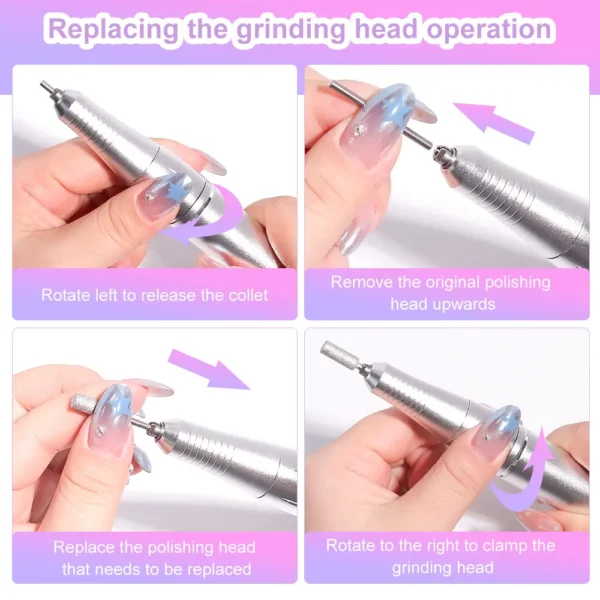 45000RPM Rechargeable Electric Nail Drill Machine Professional Nail Drills for Gel Nails Polish Portable Nail File Manicure Tool - Image 5