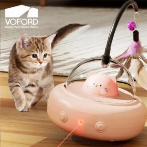 Intelligent Cat Teaser Toys USB Charging Automatic Standby Bionic Red Dot Laser with Rainbow Light Obstacle Avoidance Cat Toy