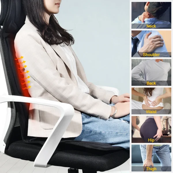 Electric Back Heating Pad Motor Vibration Massager for Back Neck Chair Seat For Car Home Office Use Portable Mat Body Relaxation - Image 6