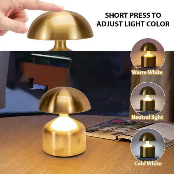 LED Table Lamps USB Rechargeable Touch Dimming Night Light 3 Color Cordless Atmosphere Bedroom Bedside Reading Lamps Decor Light - Image 2