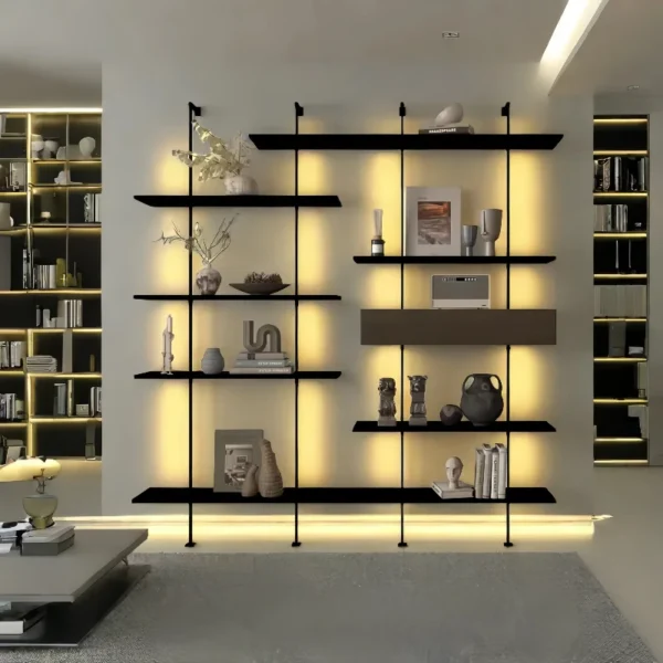 Shelves integrated against the wall, living room display shelves, simple storage shelves, office bookshelves, shelves - Image 2