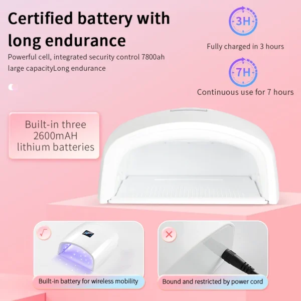 Rechargeable UV LED Lamp for Nails Wireless Gel Polish Nail Dryer Pedicure Manicure Light Cordless LED Nail Lamp For Manicure - Image 3
