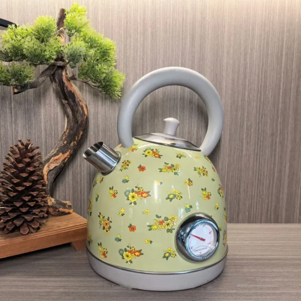1.7L Retro Paint Decal Electrc Kettle Boiling Water With Thermometer Automatic Power Off 304 stainless Steel Teapot 1850W - Image 2