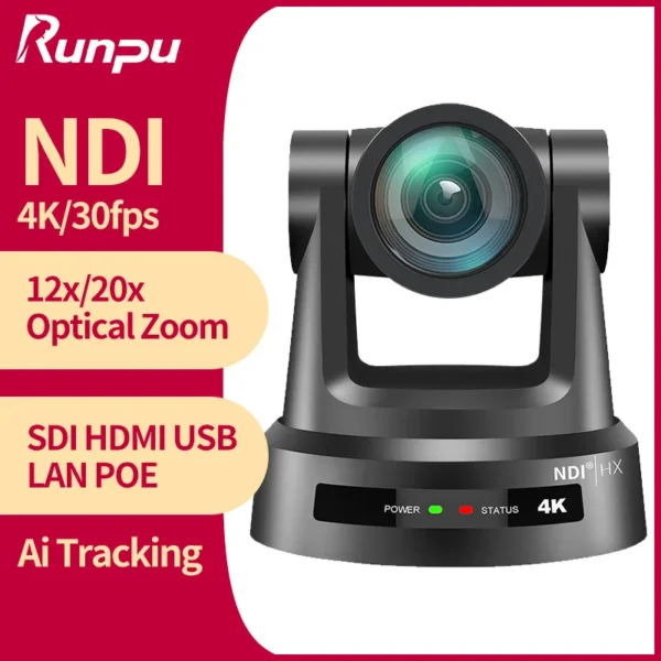 4K/1080P PTZ NDI Camera with AI-Tracking 12x/20x SDI HDMI USB 3.0 IP Video Conference Camera For Church Meet Zoom Youtube Skype - Image 5