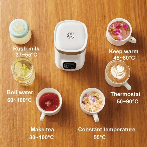 650ml Electric Kettle Portable Travel Boiled Water Pot Heating Cup Office Temperature Control Teapot Auto Keep Warm Cup 400W - Image 3