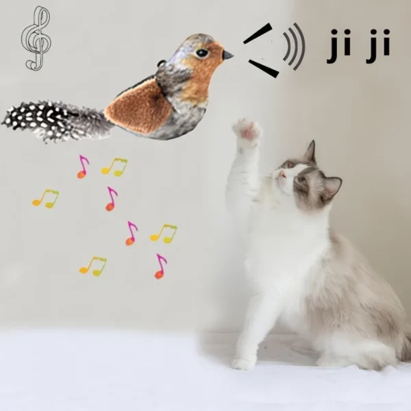 Automatic Chirping Cat Toy - Motion Activated with Catnip & Feathers, Chew-Proof Interactive Pet Game for Indoor Kittens - Image 2