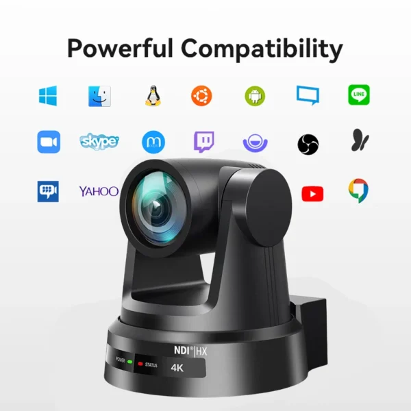 4K/1080P PTZ NDI Camera with AI-Tracking 12x/20x SDI HDMI USB 3.0 IP Video Conference Camera For Church Meet Zoom Youtube Skype - Image 4