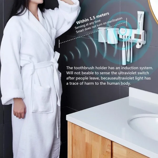 Toothbrush Holder Toothpaste Dispenser Solar Energy Bathroom Toothbrush Storage Box Multi-function Storage Holder USB Charge - Image 2