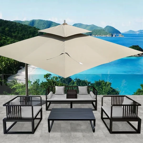 Outdoor aluminum alloy sofa coffee table combination designer courtyard villa garden waterproof and sunscreen leisure - Image 3