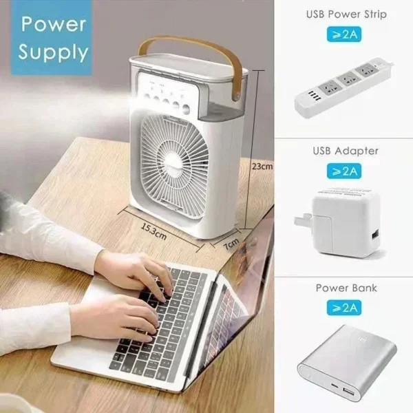 2025 New Portable Fan Air Conditioners USB Electric Fan LED Night Light Water Mist Fun 3 In 1 Air Humidifie For Home - Image 4