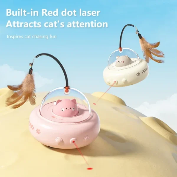 Intelligent Cat Teaser Toys USB Charging Automatic Standby Bionic Red Dot Laser with Rainbow Light Obstacle Avoidance Cat Toy - Image 3