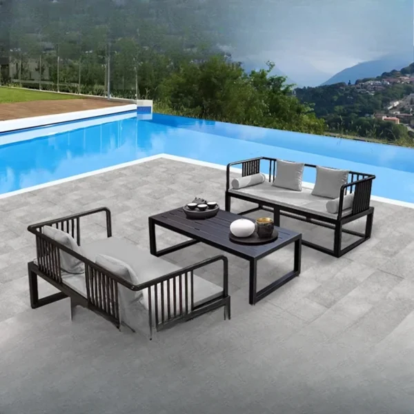 Outdoor aluminum alloy sofa coffee table combination designer courtyard villa garden waterproof and sunscreen leisure