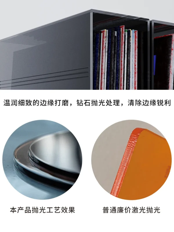 Gray square vinyl record holder, old record storage box, large capacity acrylic vinyl record storage box - Image 5