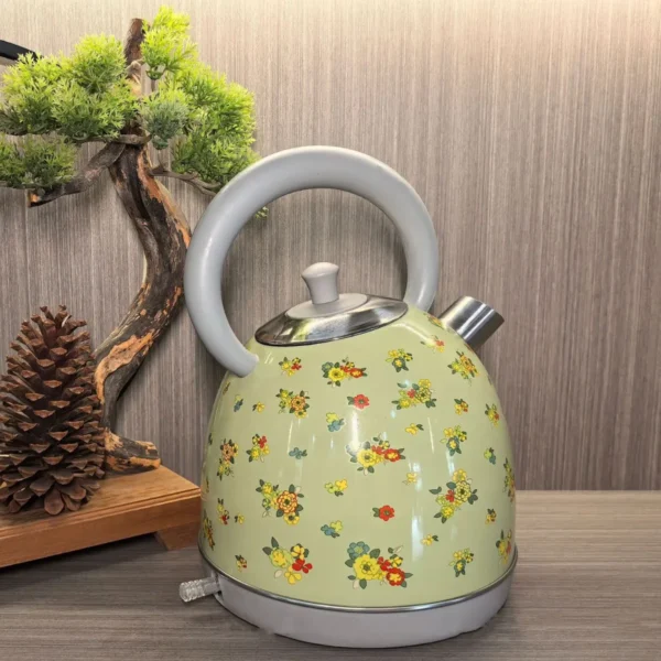1.7L Retro Paint Decal Electrc Kettle Boiling Water With Thermometer Automatic Power Off 304 stainless Steel Teapot 1850W - Image 4