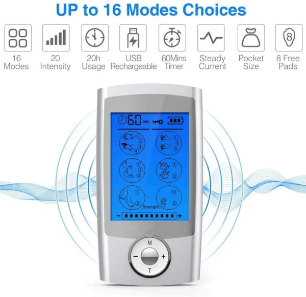 16 Modes Electric Tens Relax Muscle Stimulator EMS Acupuncture Body Massage Digital Therapy Slimming Machine Electrostimulator - Image 4