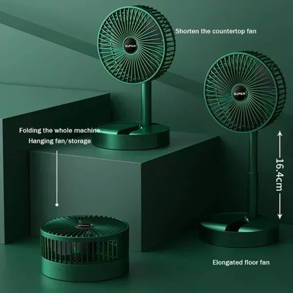 Retractable Mini Electric Fan Foldable Portable USB Charging Small Fan Low Noise High Duration for Home Desktop - Image 2