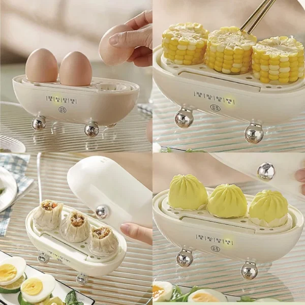 220V Smart Mini Egg Cooker Low Power Student Dormitory Breakfast Machine Multifunctional Electric Steamer Auto Power Off 120W - Image 3