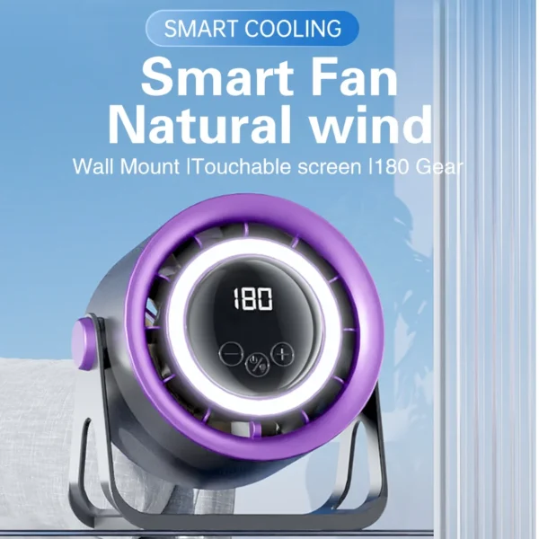 New 1800mAH desktop bladeless electric fan, USB rechargeable with ambient light, silent turbo fan, 100 speed air cooler - Image 6