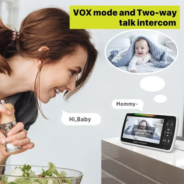 Babystar 5inch Video Baby Monitor with Remote Pan-Tilt-Zoom Camera and Audio.Two Way Talk VOX Mode Lullabies BabyPhone - Image 5