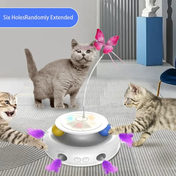 3 in 1 Smart Cat Toys Automatic Fluttering Butterfly Feather Fun Ball Toy Set For Cat Electronic Interactive Pet Toy Accessories - Image 2