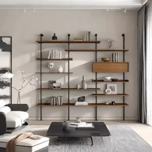 Shelf integrated whole wall living room solid wood baffle adjustable display rack office storage rack figure finishing rack