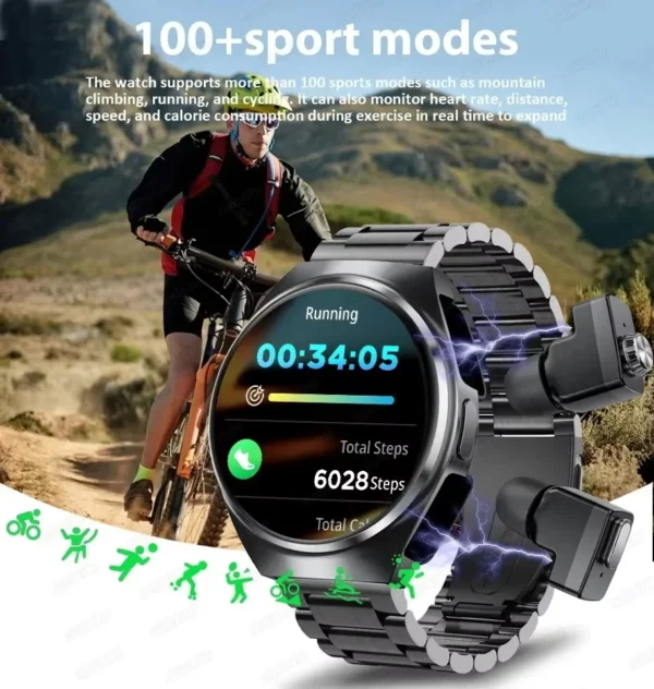 2025 New For HUAWEI 2 in 1 TWS Earphone Smart Watch Men AMOLED Bluetooth Call NFC Sports Health monitor Music Waterproof Watches - Image 6