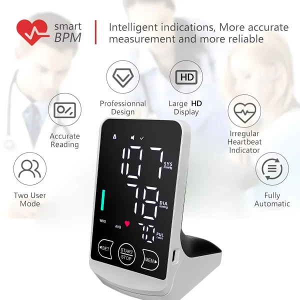 English Voice Large Display LED touch Screen Rechargeable Automatic Tonometer Arm Blood Pressure Monitor Digital Tensiometer - Image 4