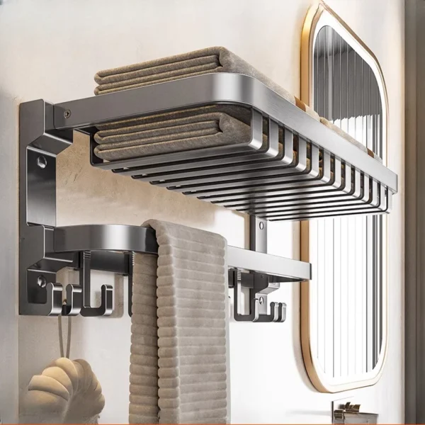 Towel rack, toilet rack, no punching, bathroom rack, gun, gray toilet, space aluminum pendant integrated.