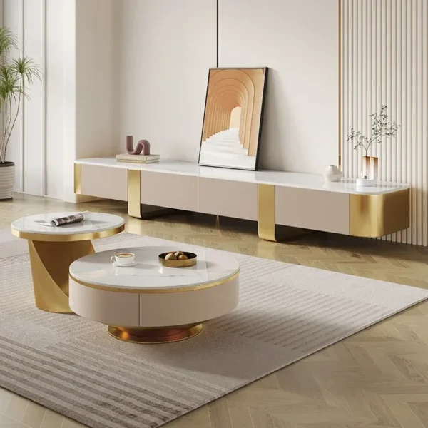 Living Room Morern Tv Stand Entertainment Center Storage Television Lowboard Tv Shelves - Image 2