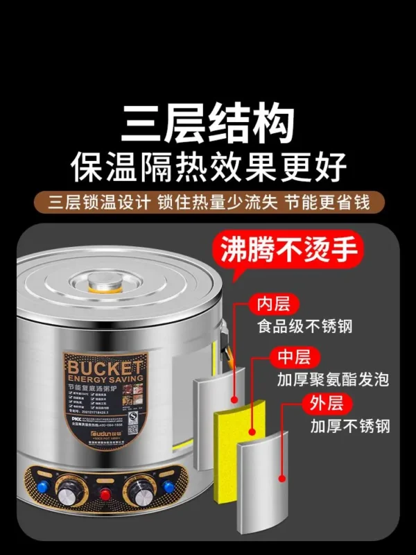 Desktop cooking noodle bucket Commercial Malatang special pot Electric heating Perm vegetable soup noodle stove Below - Image 4