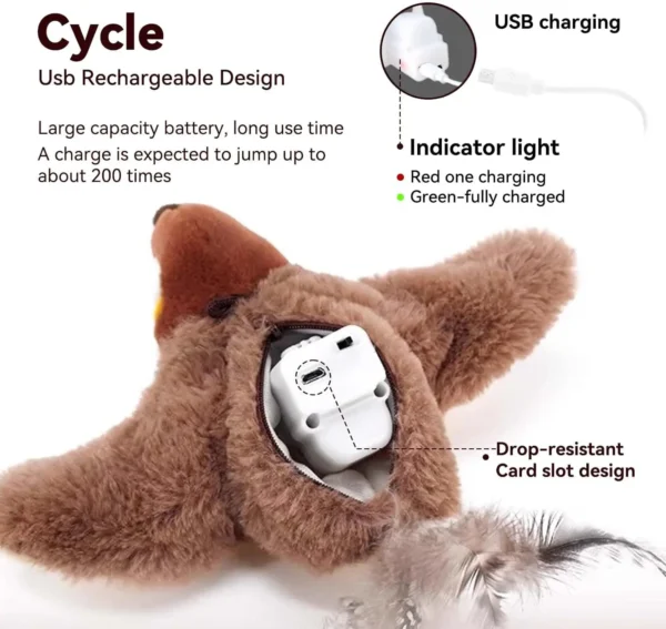 Interactive Cat Toy Chirping Bird , 2025 New Rechargeable Interactive Flapping Chirping Bird Cat Toy, Bird Catnip Toys Cat games - Image 5