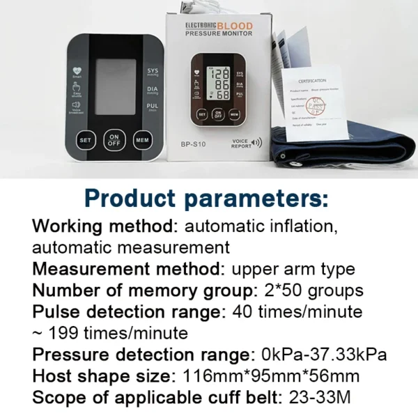 Digital Arm Blood Pressure Meter 32cm Cuff Medical Pressure Tonometer Tensiometer Baumanometer Pulse Sphygmomanometer - Image 6