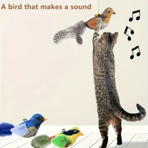 Automatic Chirping Cat Toy - Motion Activated with Catnip & Feathers, Chew-Proof Interactive Pet Game for Indoor Kittens