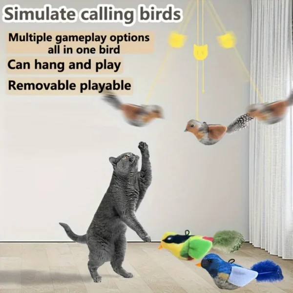 Automatic Chirping Cat Toy - Motion Activated with Catnip & Feathers, Chew-Proof Interactive Pet Game for Indoor Kittens - Image 5