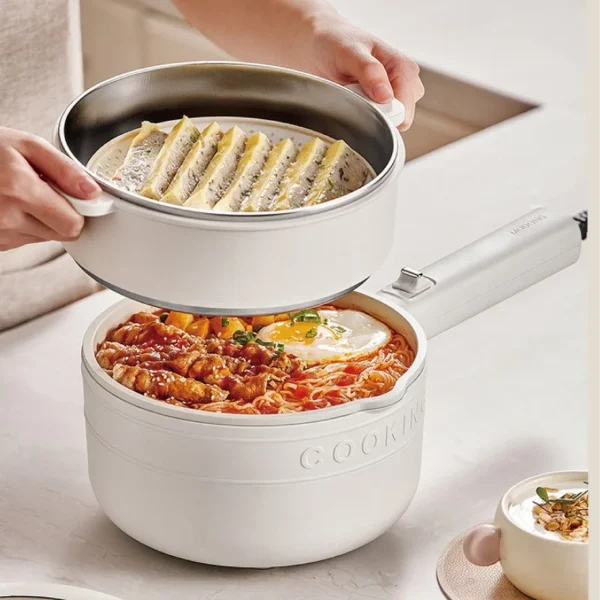 2L Large Capacity Hot Pot Home Electric Cooking Pot Non-stick Frying Pan With Steamer Multi-functional Pot Baby Food Pot 220V - Image 3