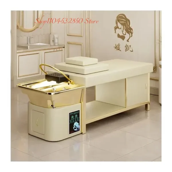 New luxury salon head spa bed golden beauty salon special Thai massage shampoo bed-2025