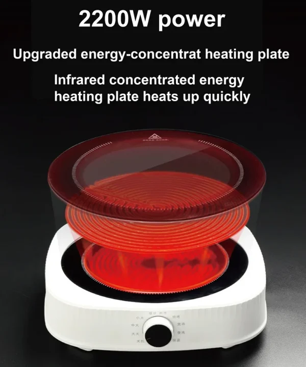 2200W Electric Ceramic Boiling Water Furnace High Power Induction Hobs Multifunctional Cooktop Timer Infrare Heating Furnace - Image 3