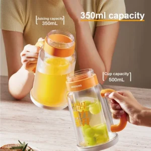 350ml Juice Maker Multifunctional Wireless Crushed Ice Portable Fruit Stirring Juicing Cup Double Glass Juicer USB Rechargeable